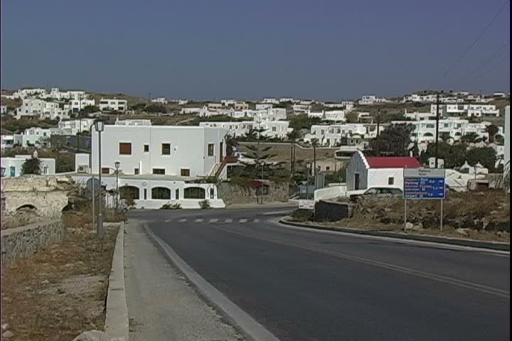 MYKONOS AND DELOS, GREECE - CIRCA 2005: Mykonos Road