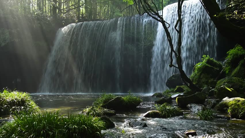 nabegataki waterfall in kumamoto Royalty-Free Stock Footage #20462602
