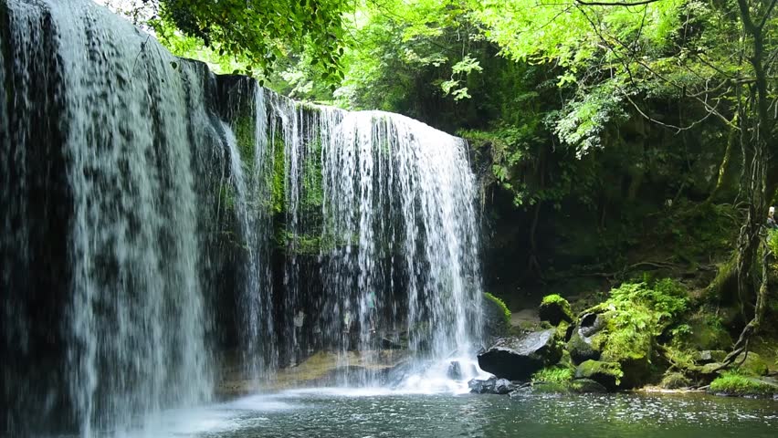nabegataki waterfall in kumamoto Royalty-Free Stock Footage #20462617