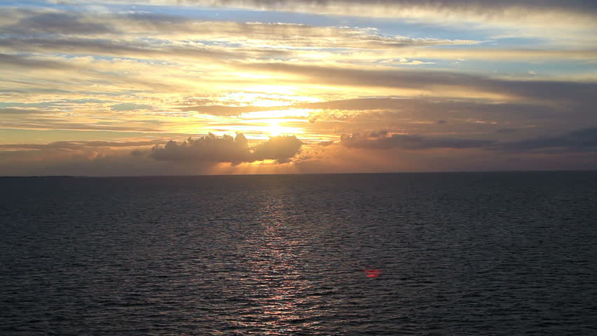 sunset on the open seas, view from a cruise ship
