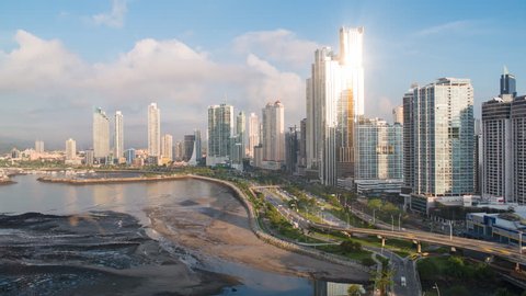City skyline at sunrise, Panama City, Panama, Central America (May 2016, Panama City, Panama)