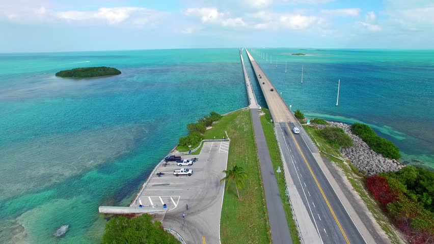 Florida Keys aerial view of Overseas Highway Bridge.