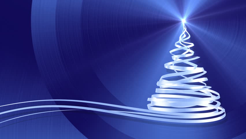 Christmas Tree From White Tapes Over Blue Metal Background. 3D Animation. | Shutterstock HD Video #20471710