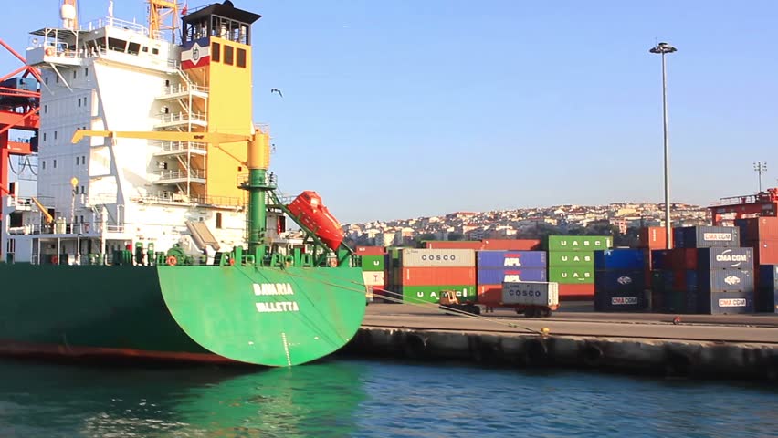 ISTANBUL - JANUARY 2: Container Ship, BAVARIA with full of cargo on January 2,