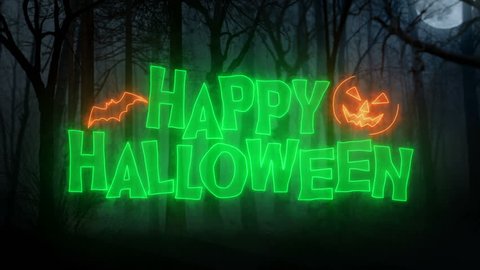 Happy Halloween Loop Animation/ Dark Forest Background