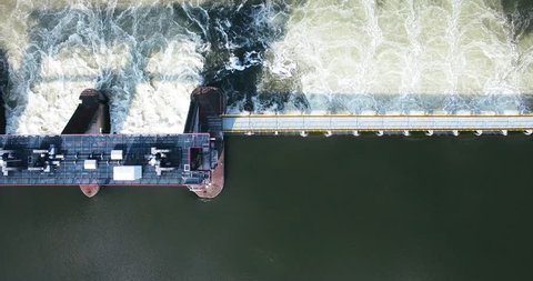 Drone footage of Dutch Delta Waterworks or Water lock
