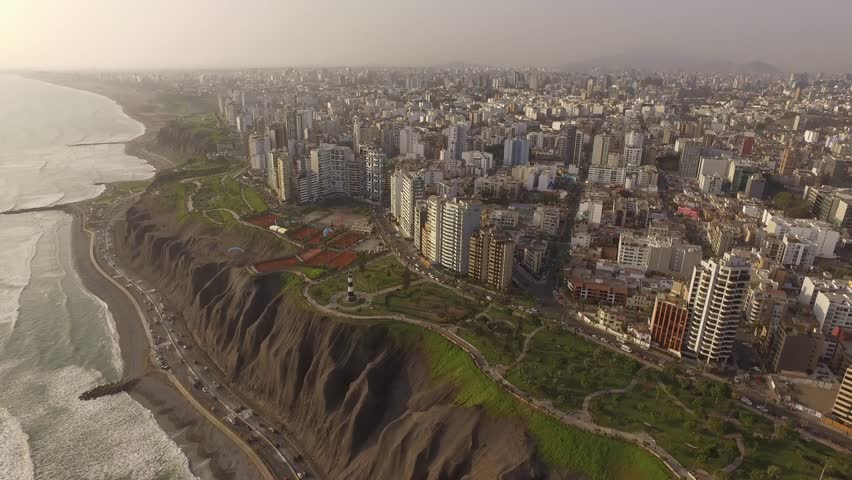 MIRAFLORES, PERU: Aerial view of Miraflores district, in Lima.
