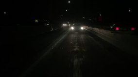 Night driving plate - Highway rain wet roads 180 degree rear view. Passenger car traffic on road traveling. NX processing plate. Matching video clip ID 22643881