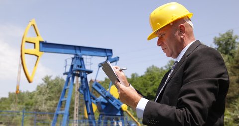 Oil Pump Extracting Company Manager Engineer Stock Footage Video (100% ...