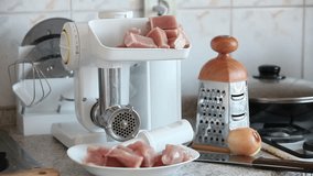 Working electric meat mincer timelapse
