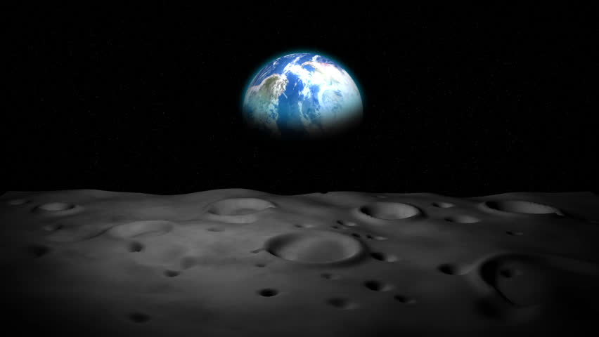The Earth in space, as seen from the surface of the moon.