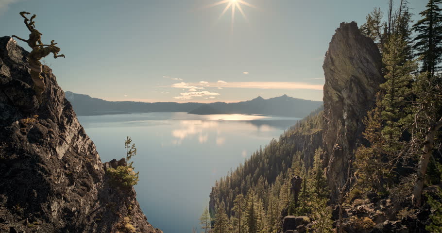 Sun Setting time lapse at Crater Lake National Park Sunset