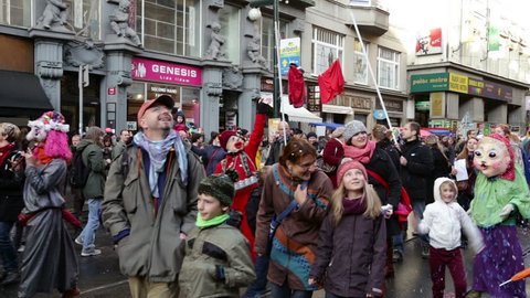 Prague, CZ 17 November 2015:
Student march in Prague.
The opportunity for people to make a statement about societal issues in a creative manner.
Editorial documentary