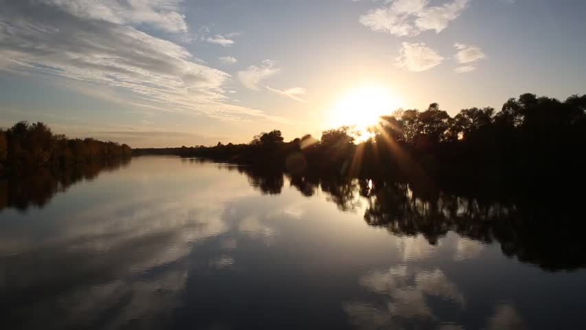 autumn sunset on the river