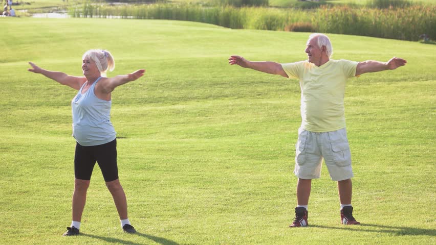 Elderly Couple Doing Exercise. Man Stock Footage Video (100% Royalty ...