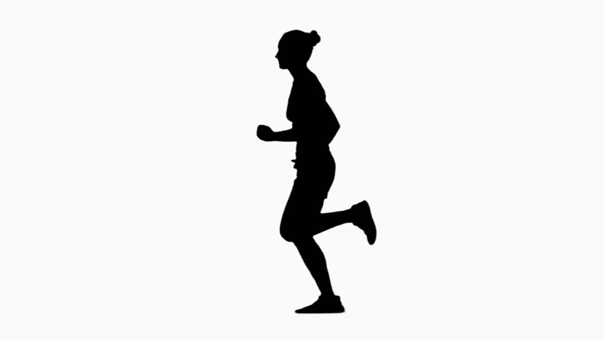 Woman jogging. Side view. Silhouette. Slow motion Royalty-Free Stock Footage #20572939
