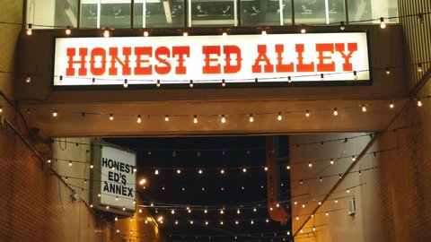 TORONTO, CANADA on Oct 5th: Honest Ed Alley sign in Toronto, Canada on Oct 5th, 2016. Honest Ed's is a landmark discount store named for its proprietor, Ed Mirvish, who opened the store in 1948.
