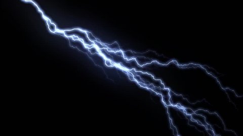 10 Realistic lightning strikes over black background. Thunderstorm with flashing lightning thunderbolt