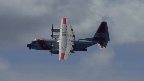US Coast Guard plane flying over the pacific ocean near Hawaii October 2013