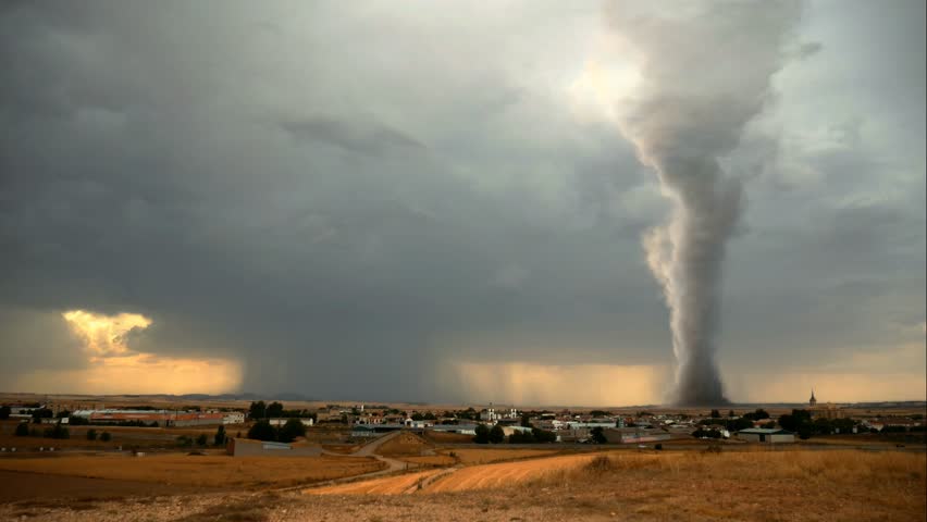 Massive devastating Tornado in a rural landscape