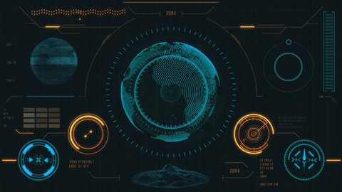 Planet Earth Futuristic User Interface Hud Stock Footage Video (100% ...