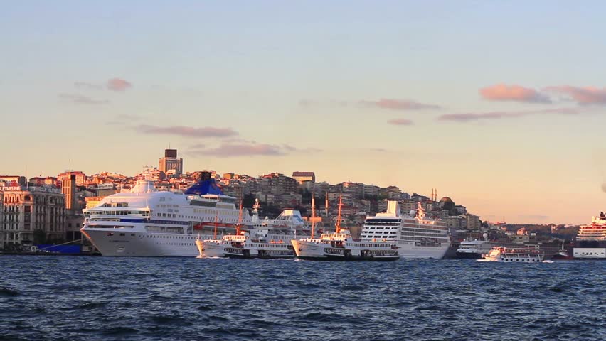 ISTANBUL - OCTOBER 1: Cruise Ship Terminals from the water side on October 1,