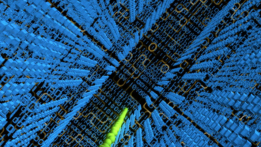 A computer worm navigating through a digital world.  