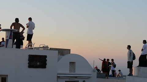 1st October 2016 Young athletes preparing for a parkour competition on the buildings of Santorini, Greece. 