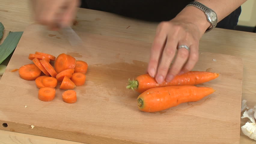 Food - Slicing carrots, HD