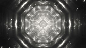 VJ Fractal grey kaleidoscopic background.Background grey motion with fractal design. Disco spectrum lights concert spot bulb. Lights Flashing Spot light. On a black background.