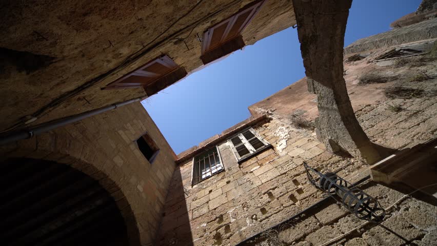 Video footage of a alley in the old city of Rhodes, Greece