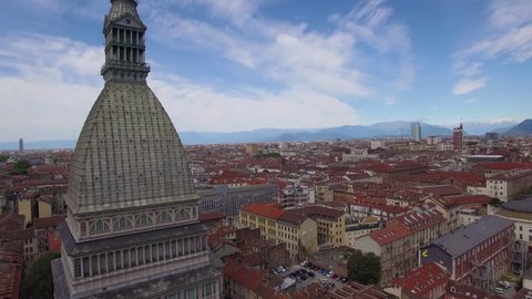view of Turin rising over Mole Antonelliana