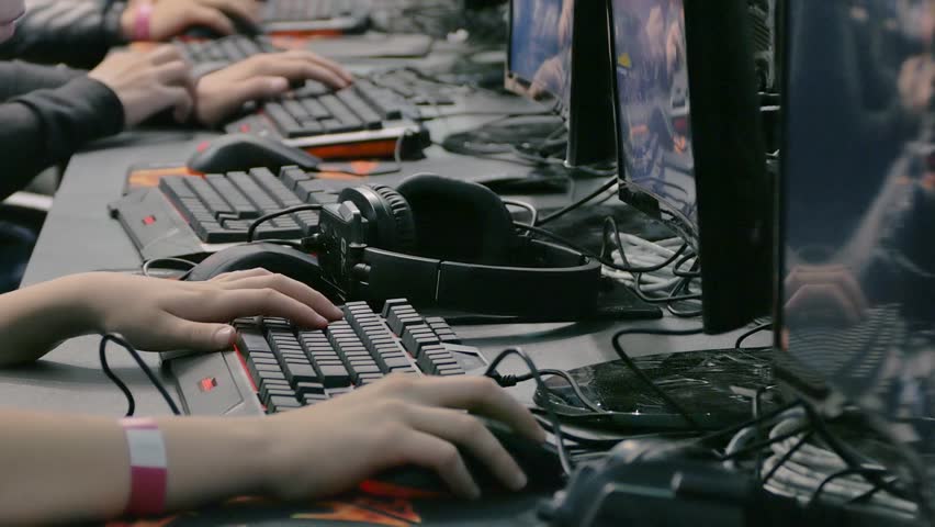Gamers will compete in the championship of computer games. Hands close-up Royalty-Free Stock Footage #20650858