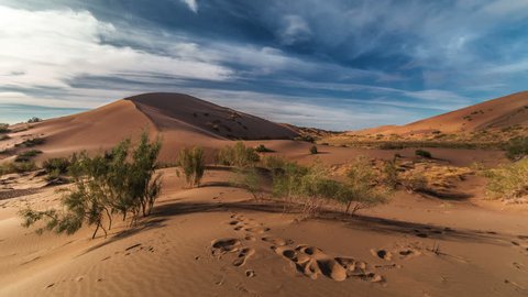 Singing Dunes in desert national park Altyn-Emel, Kazakhstan. 4K TimeLapse - September 2016, Almaty and Astana, Kazakhstan