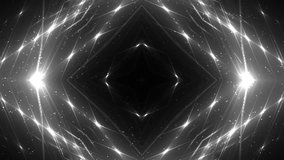 VJ Fractal grey kaleidoscopic background.Background grey motion with fractal design on black background. Disco spectrum lights concert spot bulb. Light Tunnel. Seamless loop.
