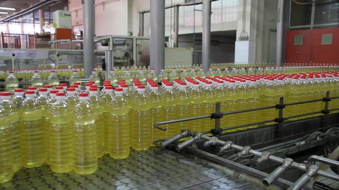 Production of sunflower oil in the factory