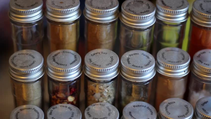 Beautiful Spices in a Spice Rack