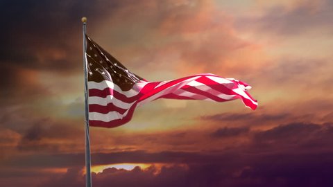 American Flag in Slow Motion. Celebrate USA, Veterans Day, and 4th of July with video if flag waving wind. Great for US Flag Day, American history, corporate ad, patriotism, show USA support.   