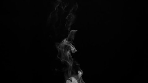 Jet of Steam from a Cup with a Hot Drink. White steam rises light, graceful twists on a black background. Shooting 240fps. Footage is perfect for the top layer with different blending modes