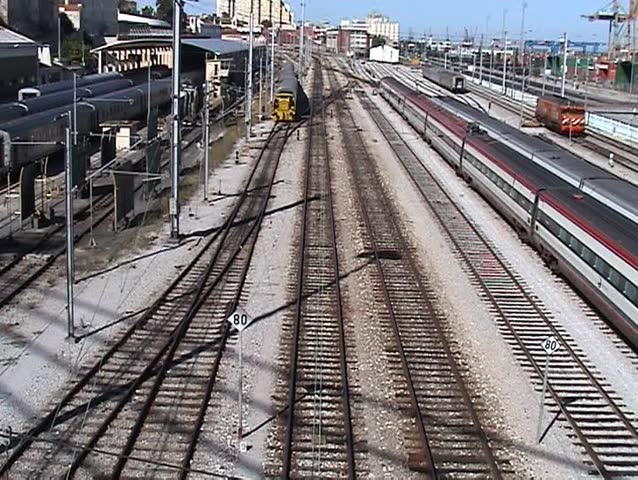 Urban railroad train station in the city