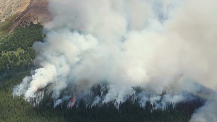 Large forest fire in the Rocky Mountains