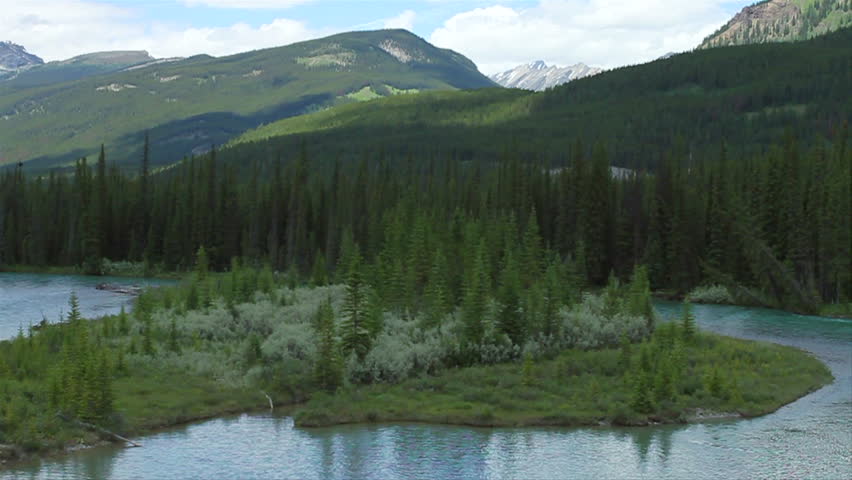 Castle Mountain and the Bow River in the Canadian Rockies, Banff National Park, Alberta, Canada