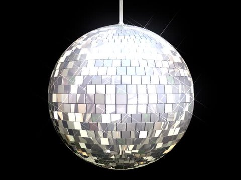 Disco Ball Mirrors Spin (PAL). Disco ball spinning and sparkling as it rotates on a perfect loop. Loops seamlessly. Alpha channel included for compositioning.