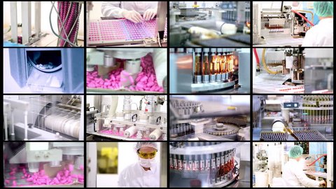 Medicine Production. Pharmaceutical Technology. Industrial Equipment.
Collage of Video Clips Showing Pharmaceutical Equipment for Medicine Production in Pharmaceutical Industry.  Video de stock