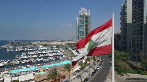 RAW Lebanon flag slow motion