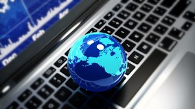 4k 3d rotate earth model on the laptop,finance stock trend diagrams in the computer screen,Devices Connecting To Internet. cg_03561_4k - Powered by Shutterstock - Get 15% off with code: PIKWIZARD15