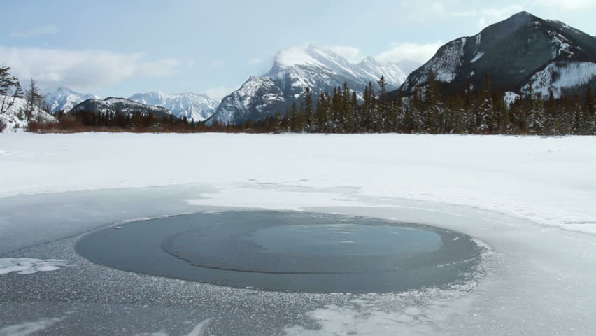 Open water spring in Vermilion Lakes, Mount Rundle, Banff, National Park,