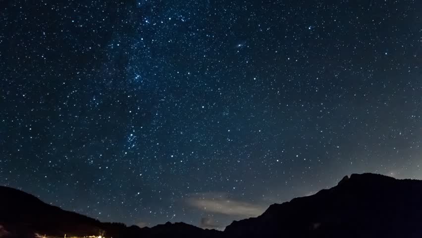 Stars Moon Mountain Night Sky Moonrise Stock Footage Video (100% 