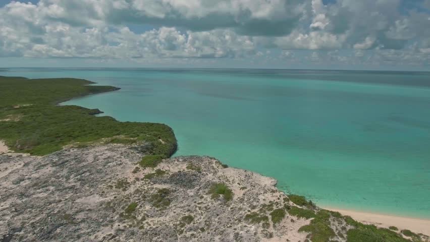 Aerial view of uninhabited Bahamas islands