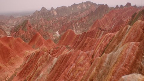 View of beautiful rainbow mountains in Zhangye Danxia Landform, China  (January, 2016-China)